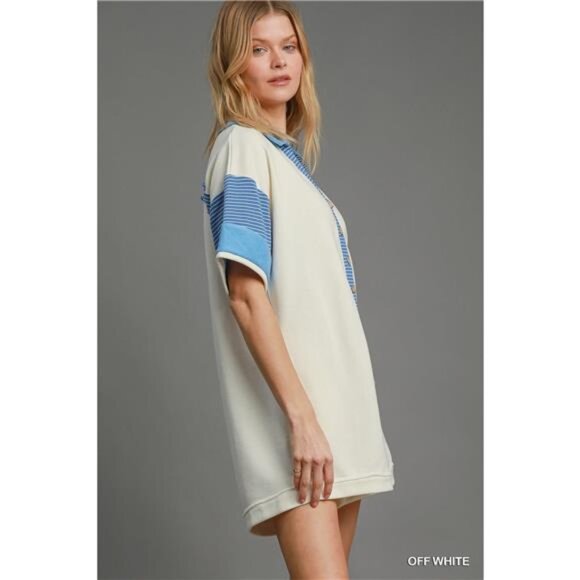 Umgee French Terry Collared Colorblock Romper - Picture 2 of 5